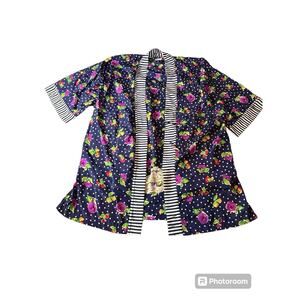 Victoria's Secret Gold Label SET Blue Floral Robe One Size & Lace Trim Chemise M